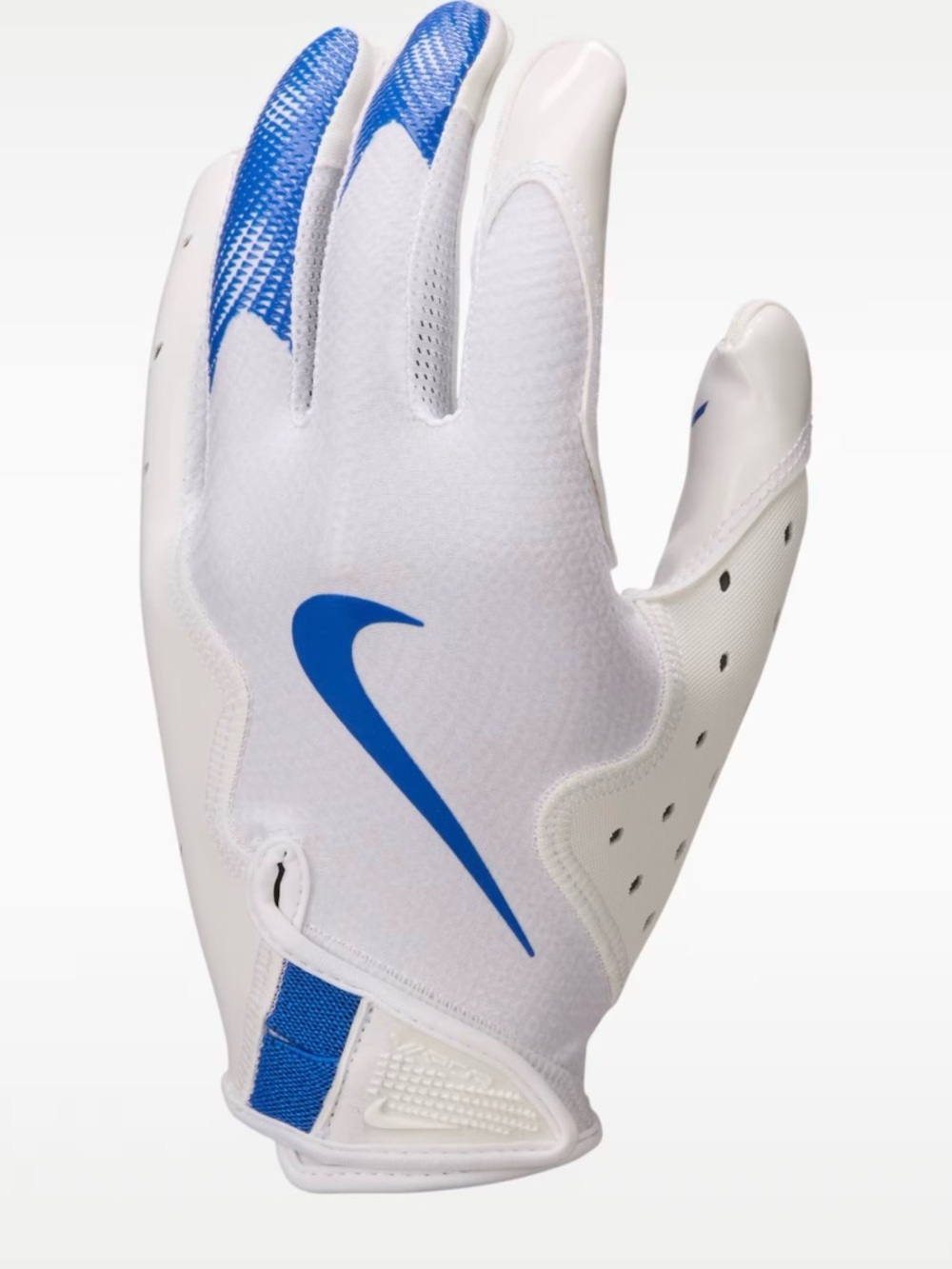 Nike NWT Vapor Jet 8.0 Adult Football Gloves M White/Blue Elastic Wrist Strap
